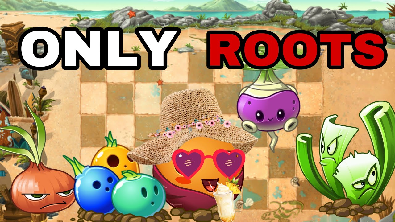 Can you beat plants vs zombies 2 using only roots? (Big wave beach) | early morning humor