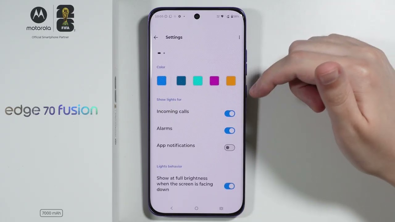 Motorola Edge 70 Fusion: как настроить боковую подсветку (Edge Lighting)