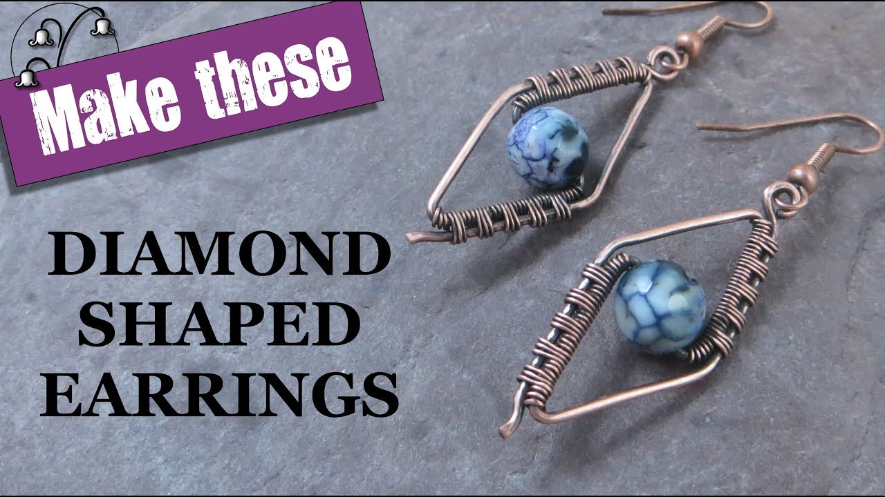 Wire Wrapped Earrings - Diamond Shape