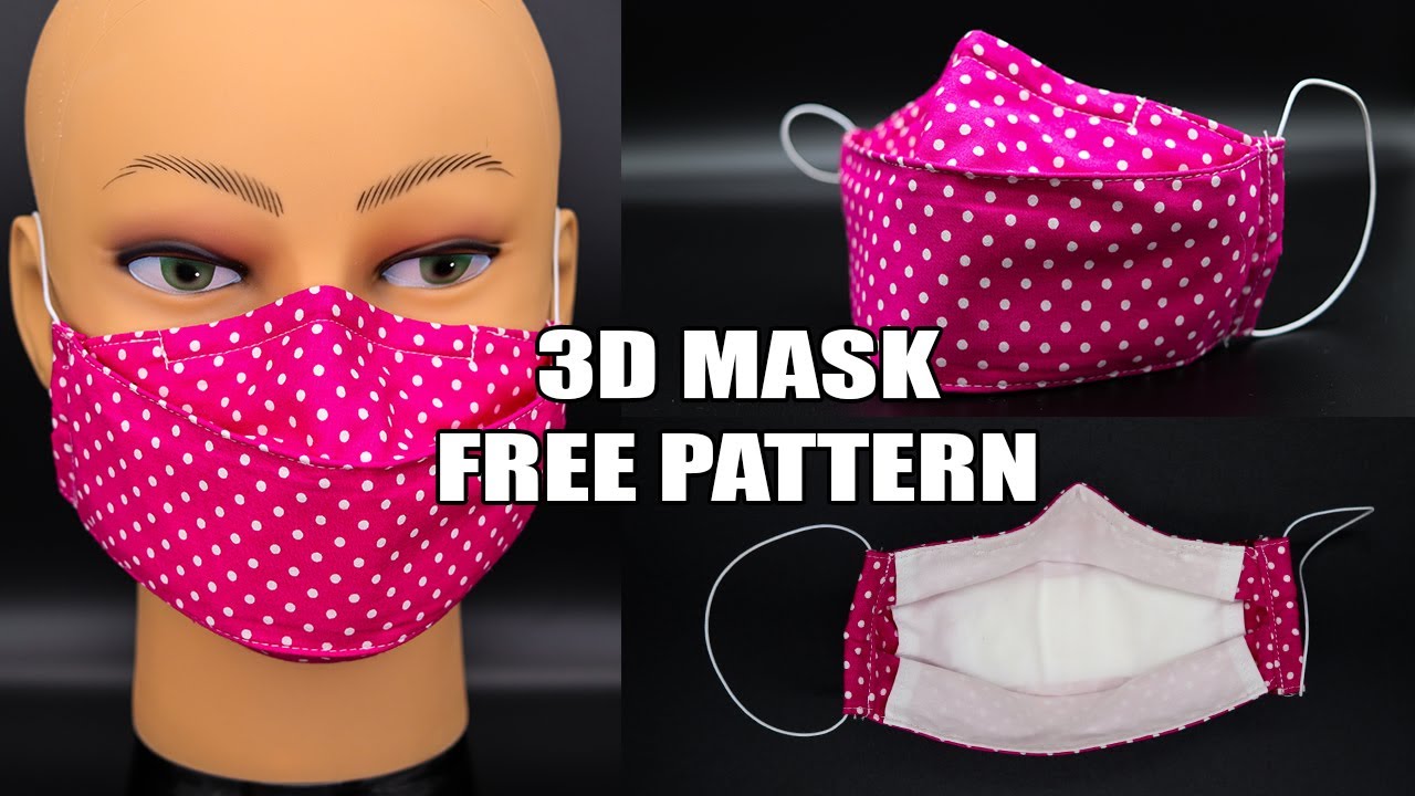 3d Face Mask With Filter Pocket and Nose Wire // FREE PATTERN S M L XL
