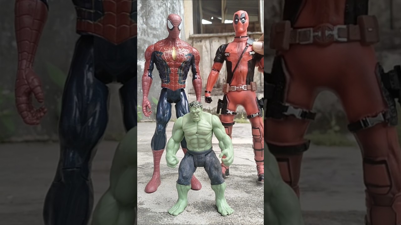Spiderman And Deadpool Trun Big, Hulk Trun Small #marveltoys #superhero #hulk
