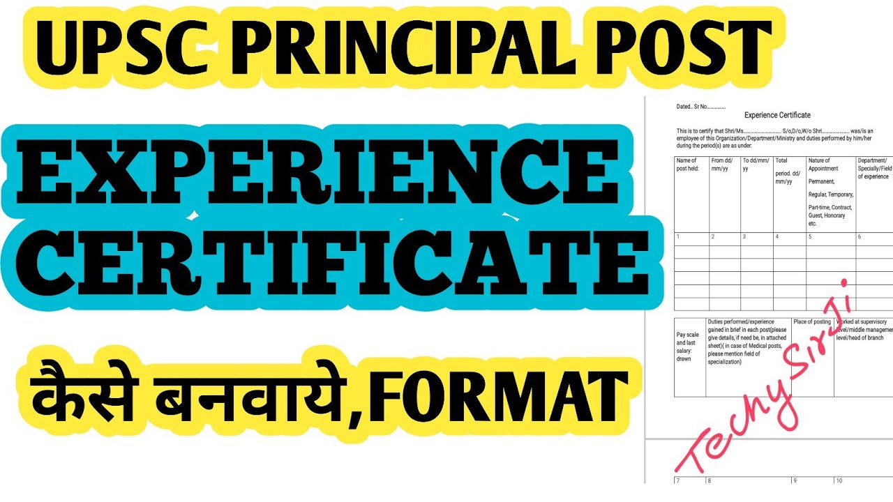 EXPERIENCE CERTIFICATE FOR UPSC PRINCIPAL POST IN DELHI, HOW TO MAKE A TEACHING EXPERIENCE CERTIF...