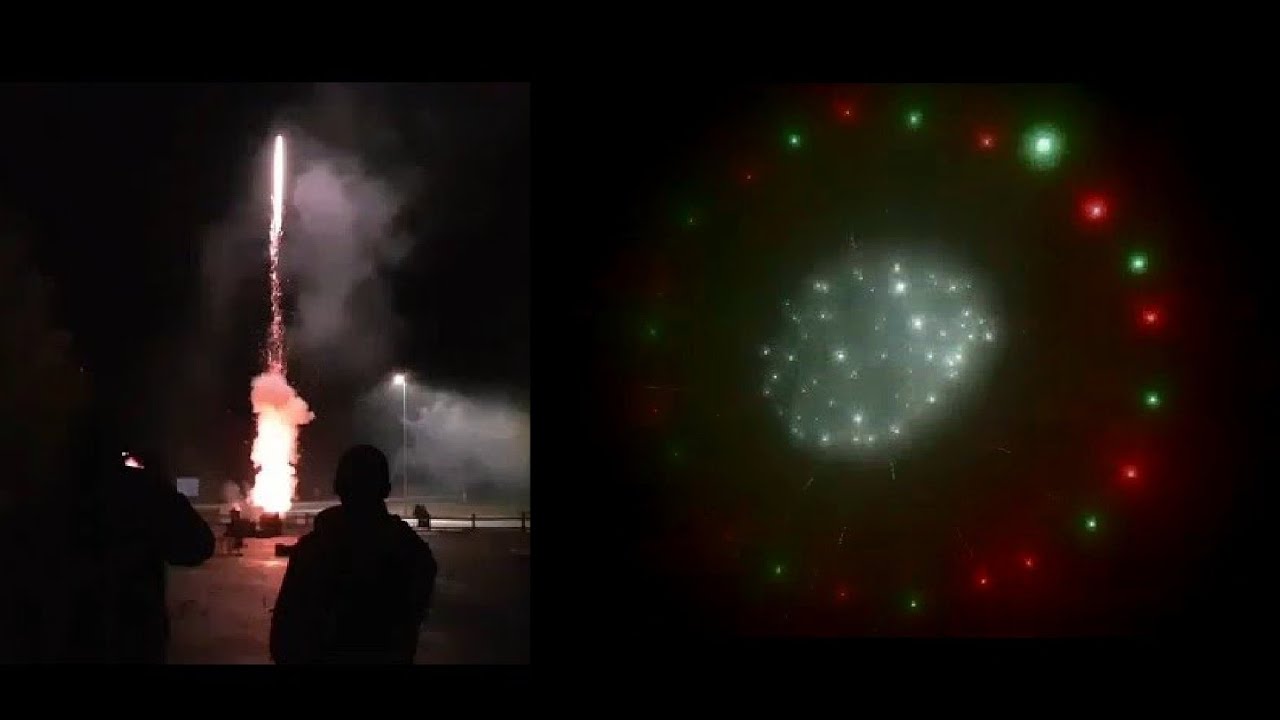 two 7 inch and one 6 inch double break salut firework