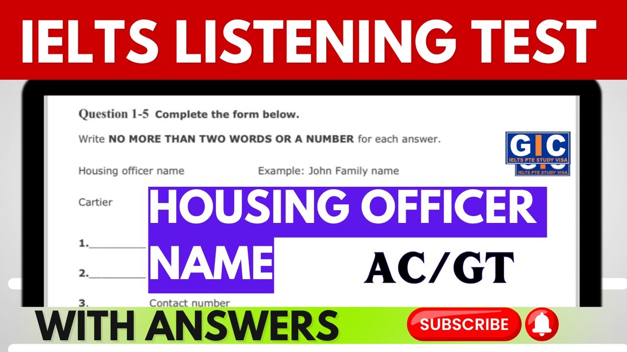 Housing officer Name Ielts Listening Practice Test 2024 