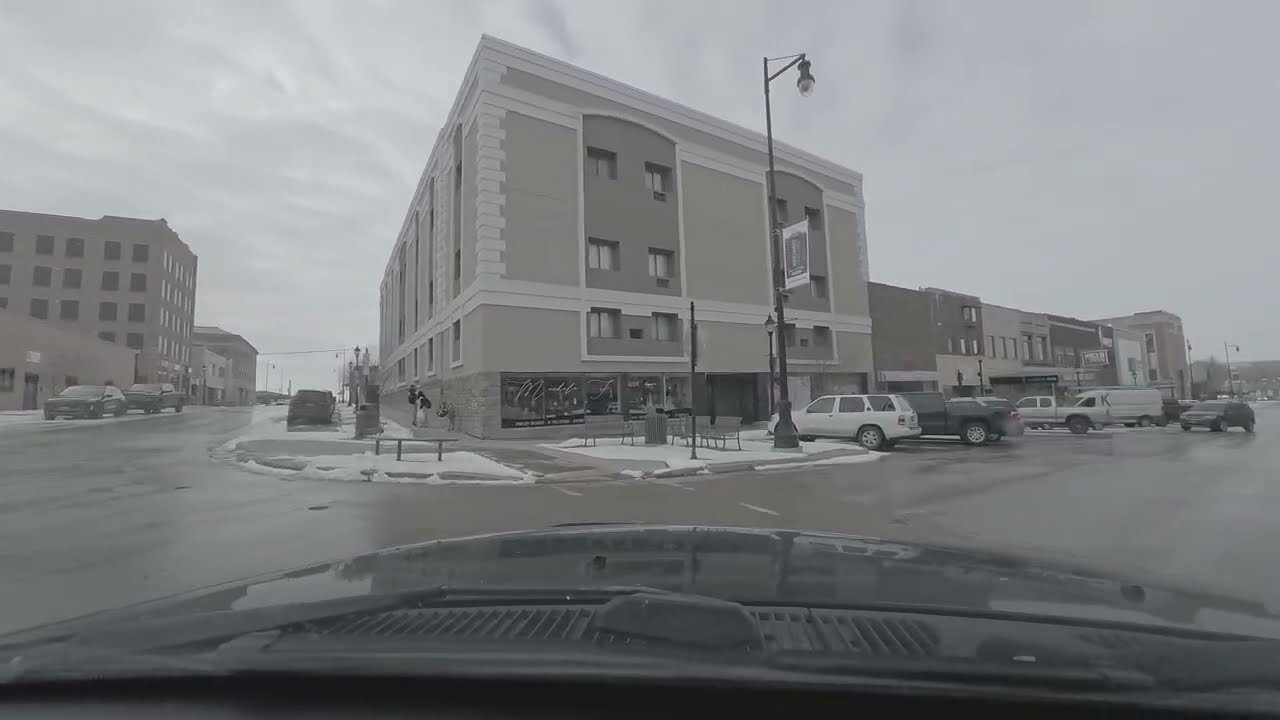 Downtown, 4th Ave,Bel Air school, Lamplighter drive in Minot, ND Mar 13