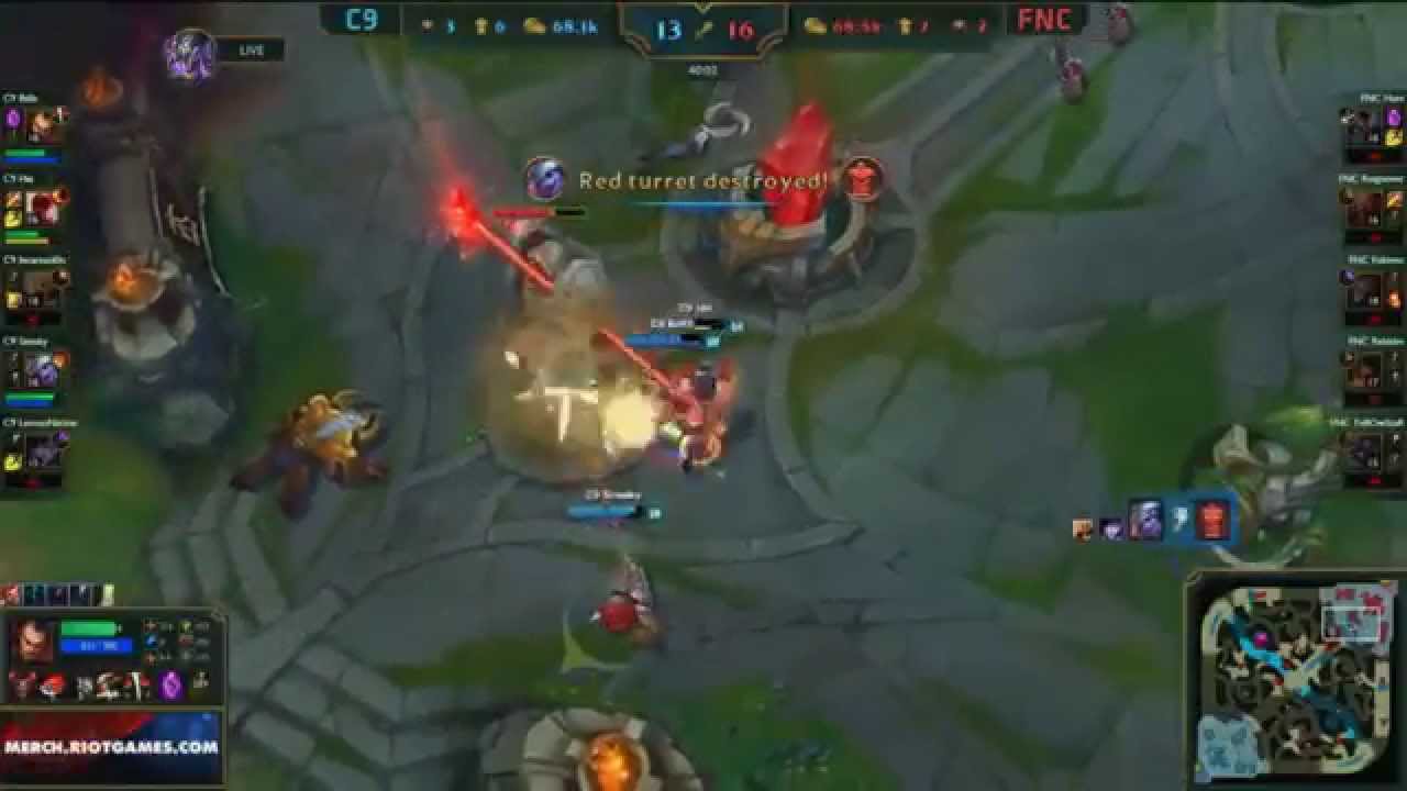 C9 vs Fnatic Penta kill Darius Balls   2015 group B