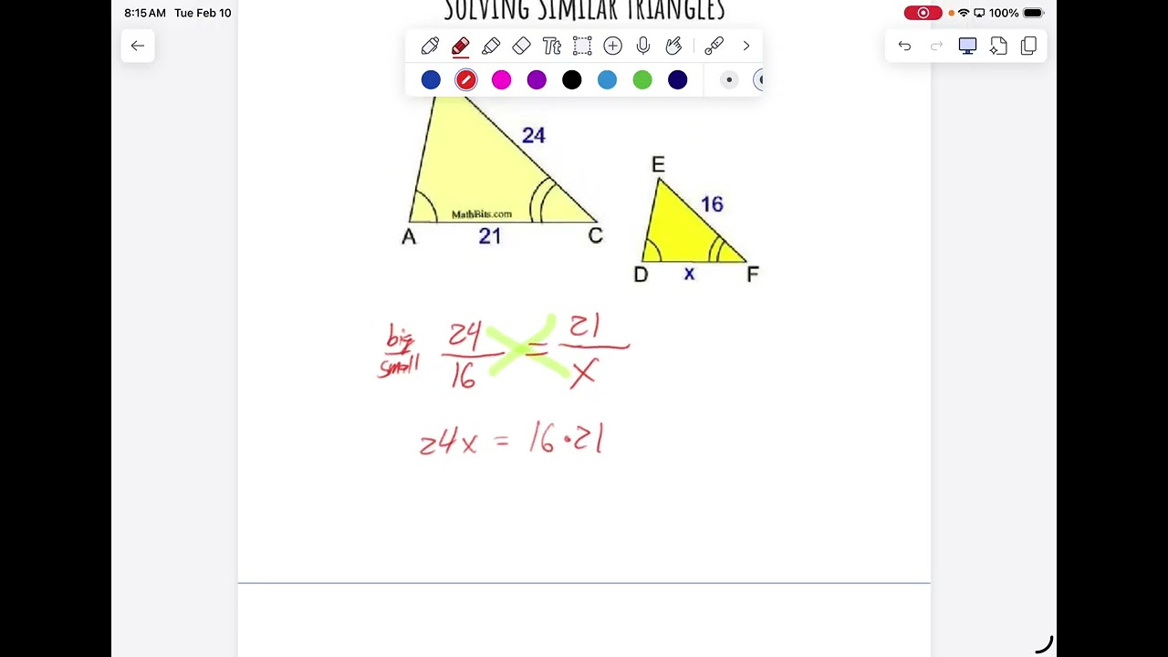 2,10 Geo using similarity to solve for missing lengths