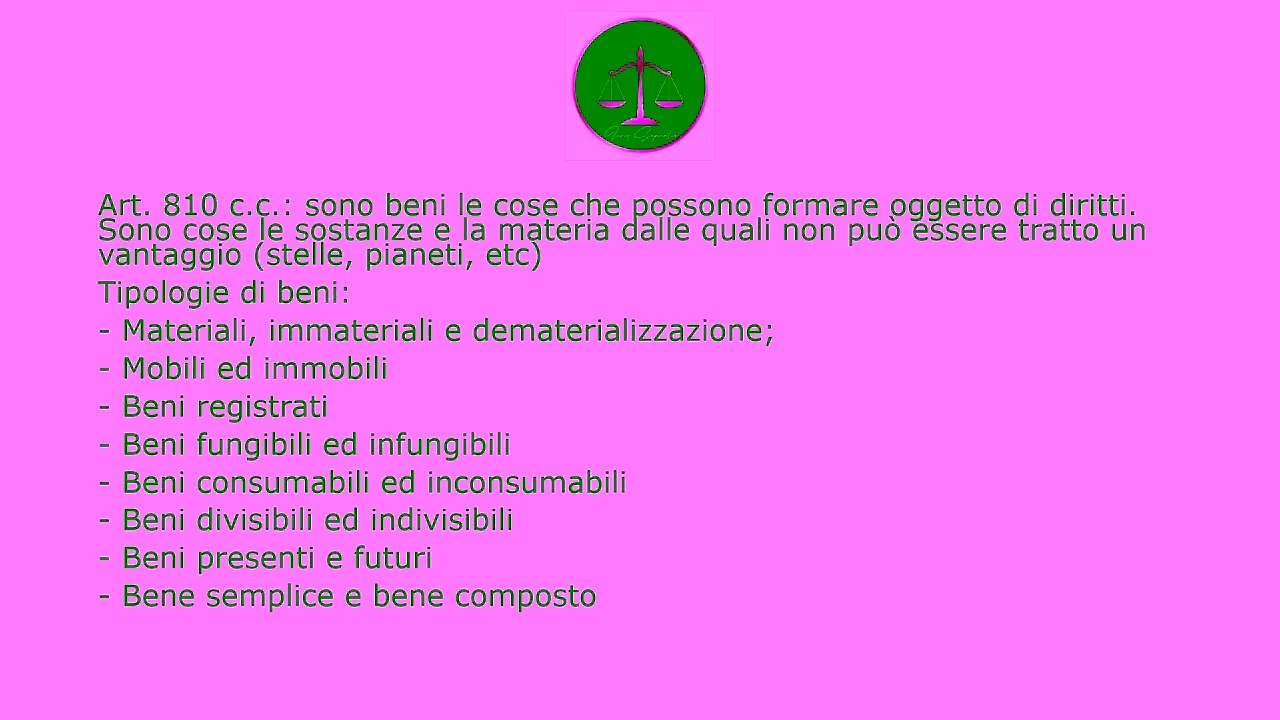 Le tipologie di beni giuridici