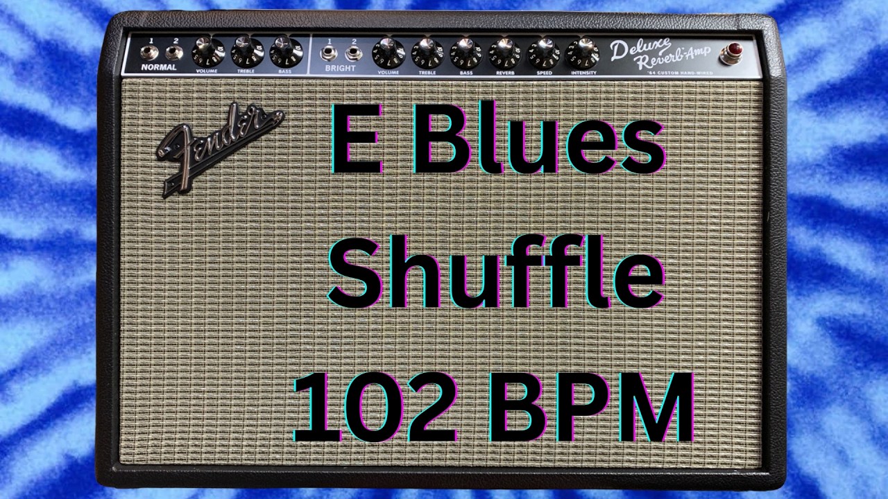 E Blues Shuffle Backing Track --102 BPM | Guitar Jam Track | Chord Changes Shown