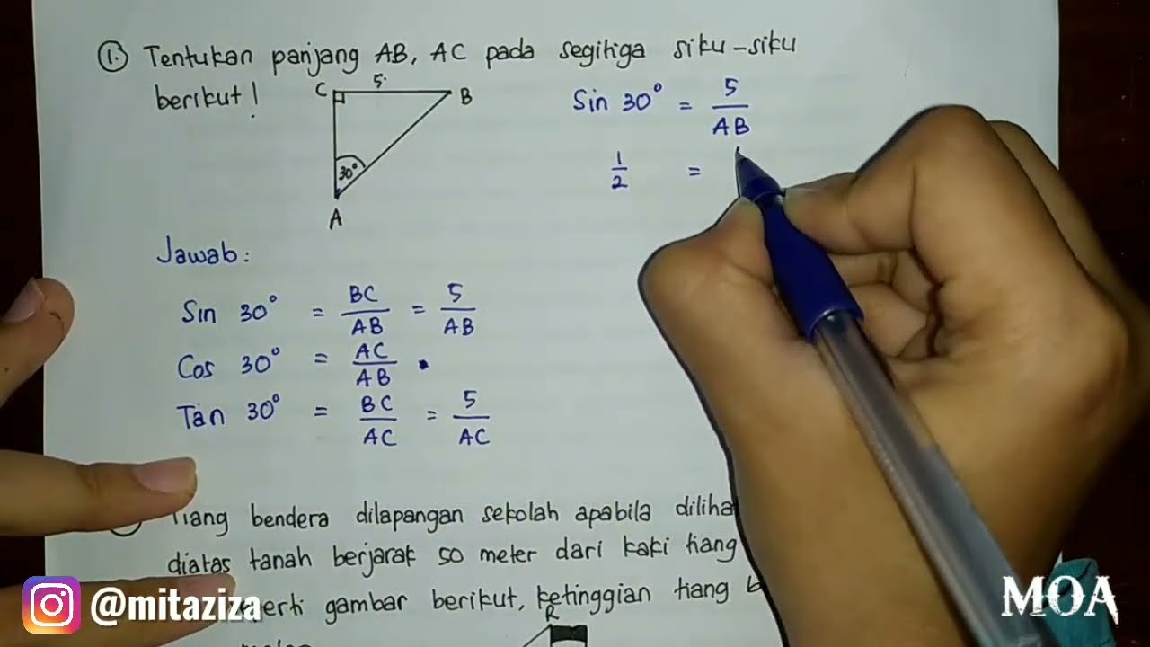 Latihan Soal Trigonometri Perbandingan Sudut pada Segitiga Siku-siku