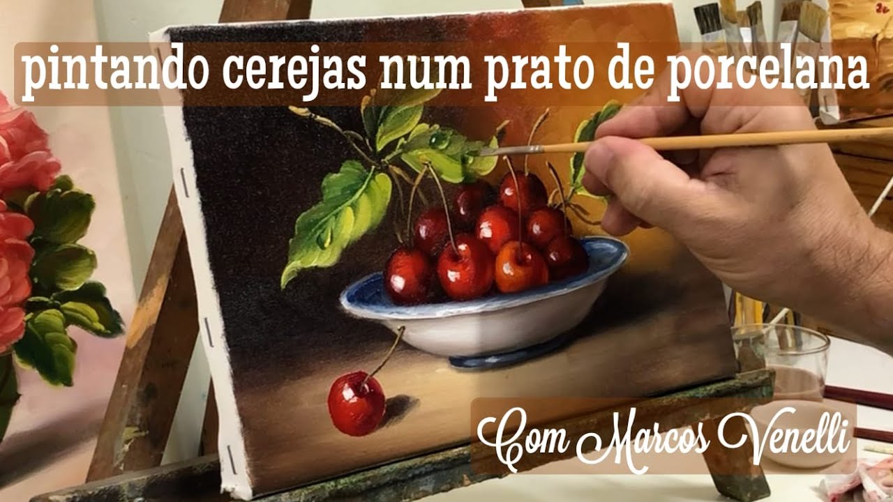PINTURA DE CEREJAS EM UM PRATO DE PORCELANA / PASSO A PASSO EXPLICATIVO