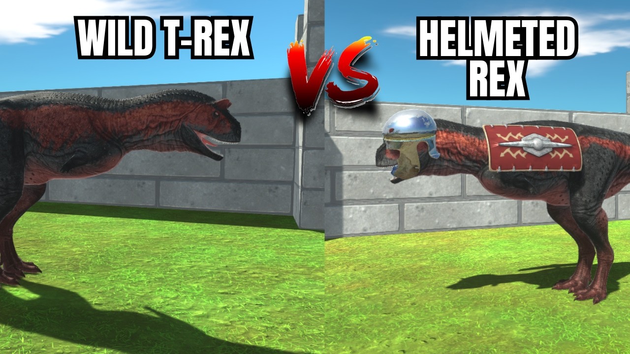 Dinosaur Helmet vs. No Helmet Challenge || Does Armor Matter?  -  Animal Revolt Battle Simulator