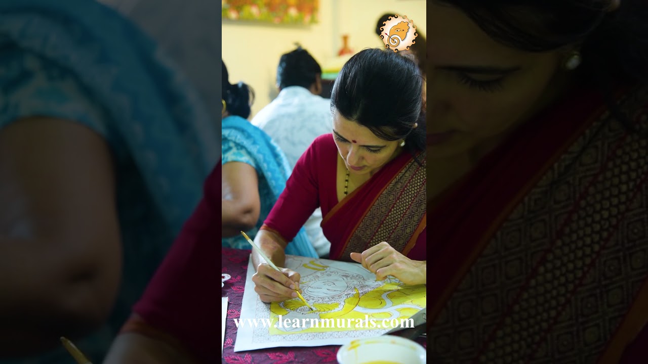 Krishna mural painting from Kerala mural painting workshop by Learn Murals #indianart