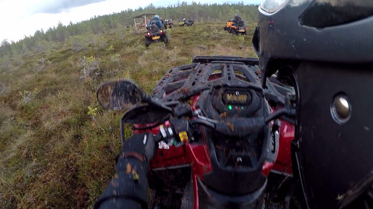 Muddy offroad ride in the forest.