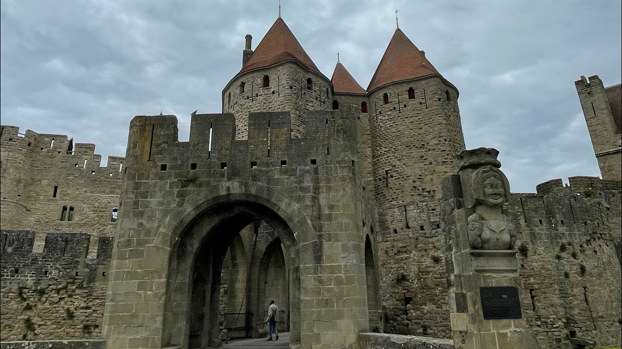 CARCASSONNE CASTLE WALK 4K, Occitanie, France 09.05.2023 Europe's Best Conserved Medieval City 🏰✨