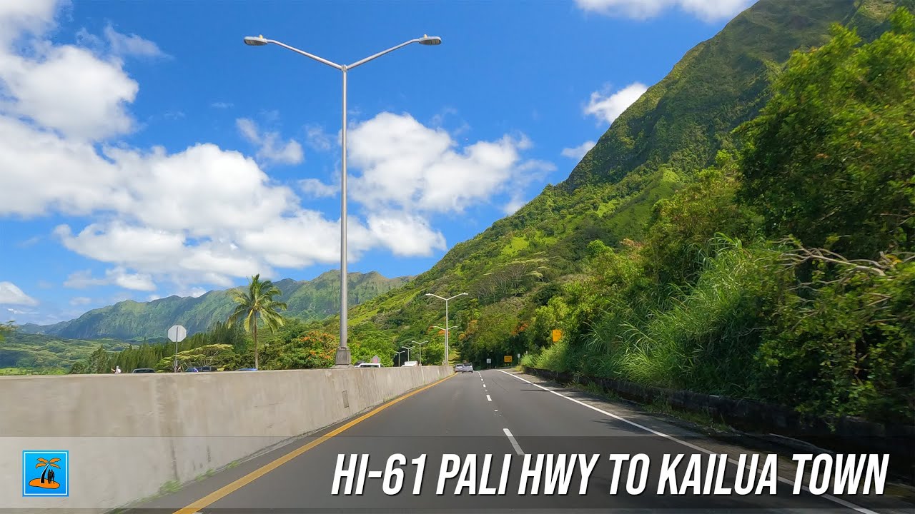 Hawaii Pali Highway 61 to Kailua Town 🌈 Hawaii Driving