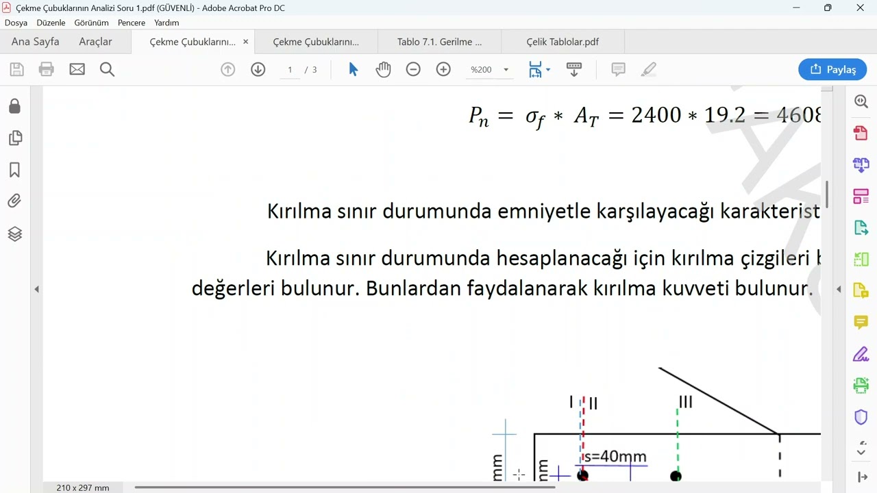 Bulonlu Birleşimli Çekme Çubuklarının Analizi Soru 1