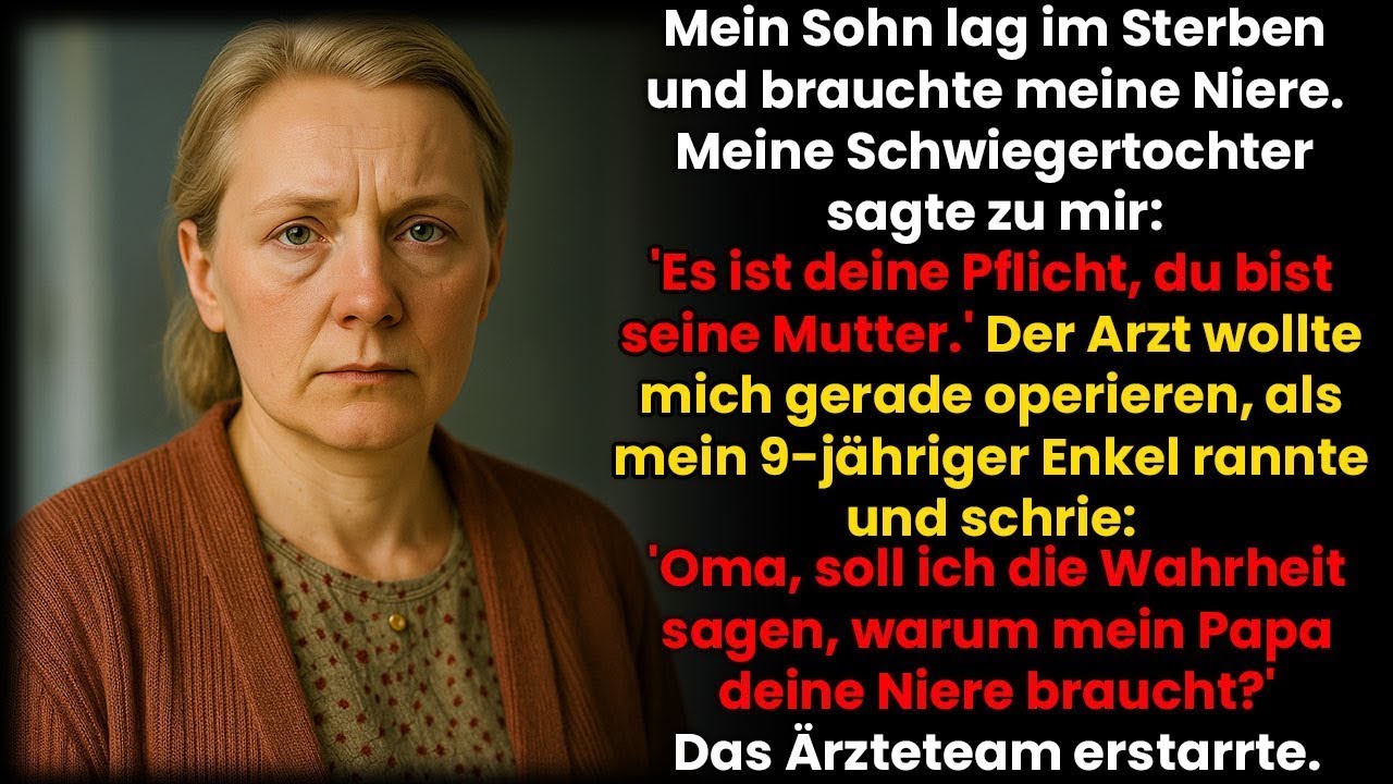 Sekunden vor der Nierenspende an meinen Sohn enthüllte mein Enkel; Sein Vater war ein Experiment