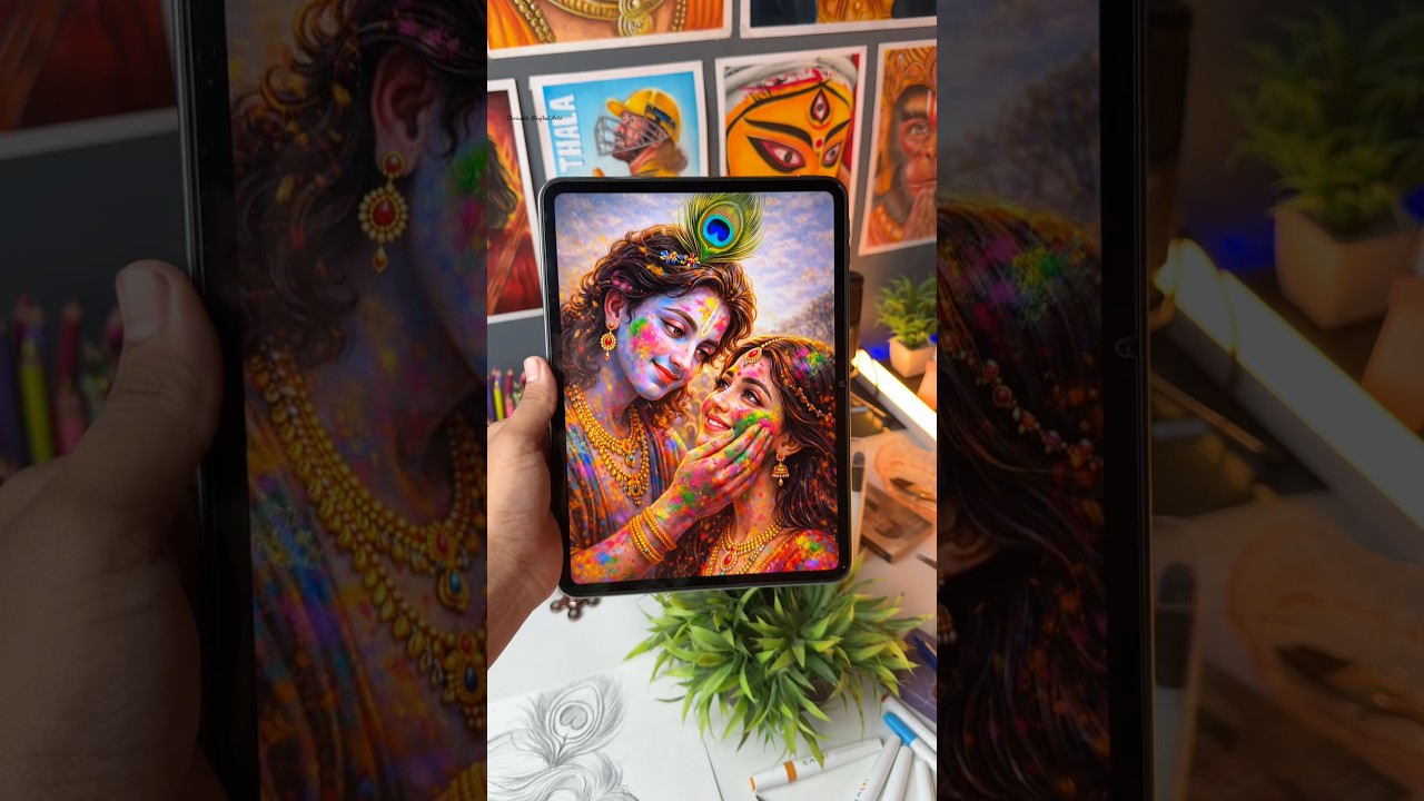 Radha Krishna Holi Drawing 🫟 #shorts #art #drawing #holi