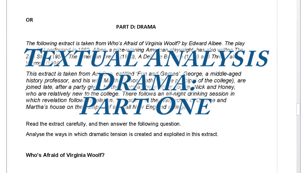 Textual Analysis: Drama Part 1