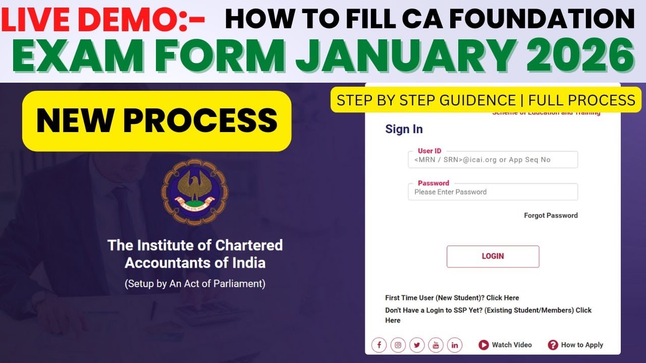Live Demo :- How to Fill CA Foundation January 2026 Exam Form | CA Foundation Exam Form Process