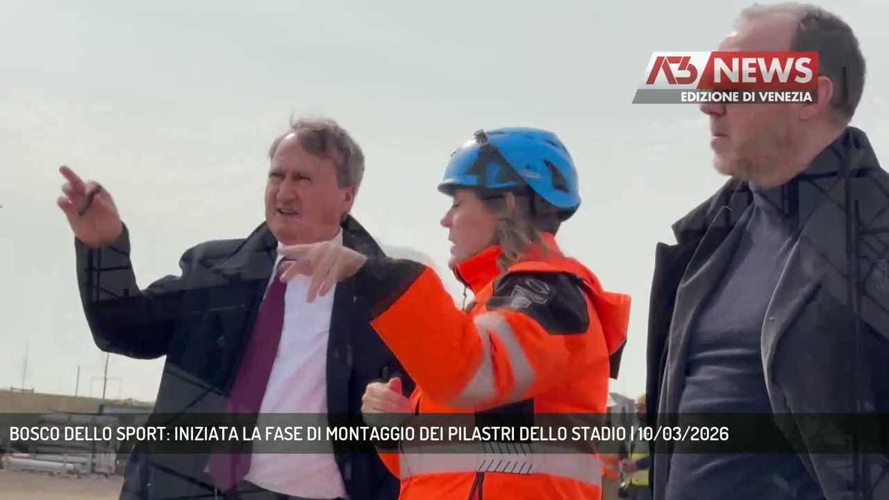 BOSCO DELLO SPORT: INIZIATA LA FASE DI MONTAGGIO DEI PILASTRI DELLO STADIO | 10/03/2026