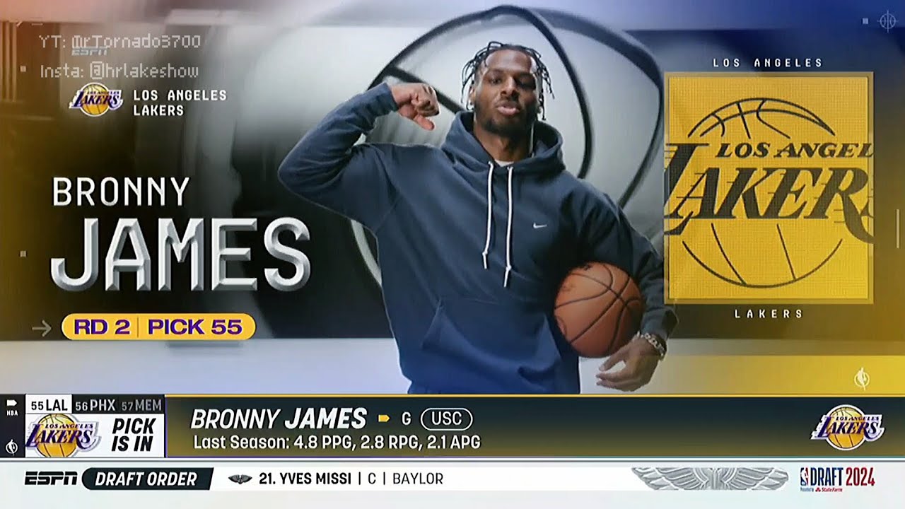 Los Angeles Lakers DRAFT Bronny James with the 55th pick! FULL NBA on ESPN SEGMENT | HISTORY!