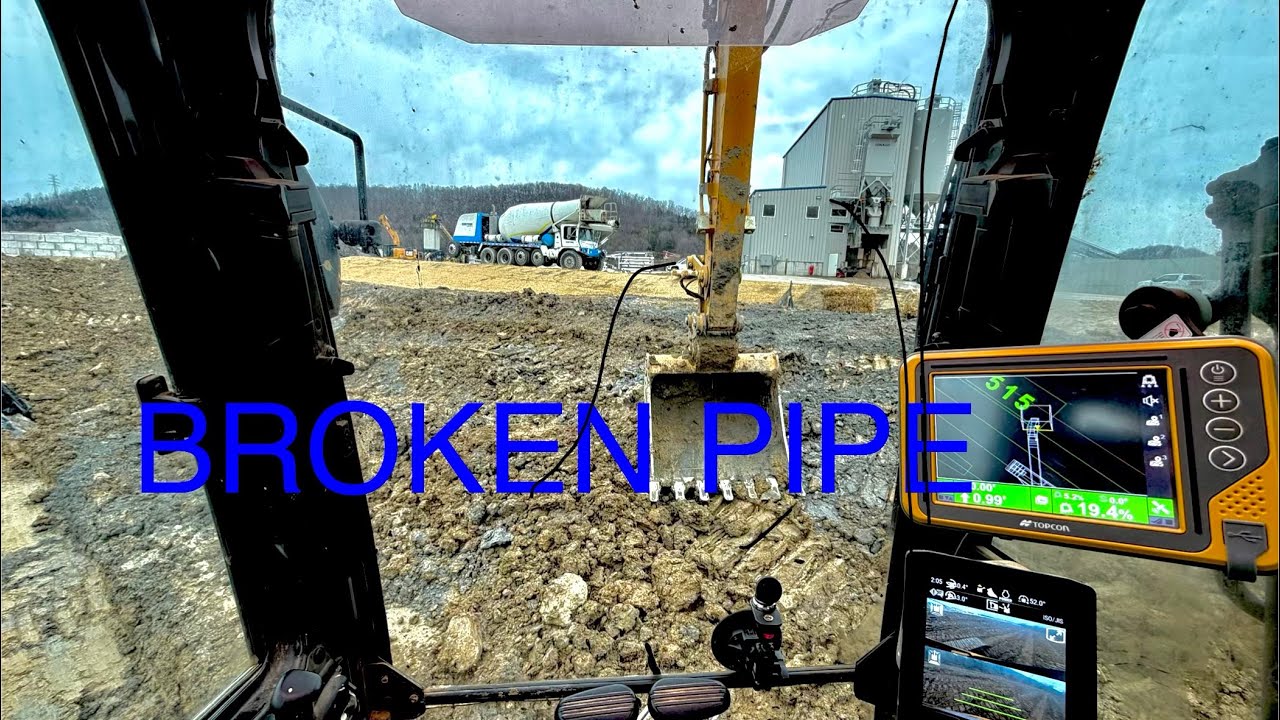 Finishing detention pond at concrete plant