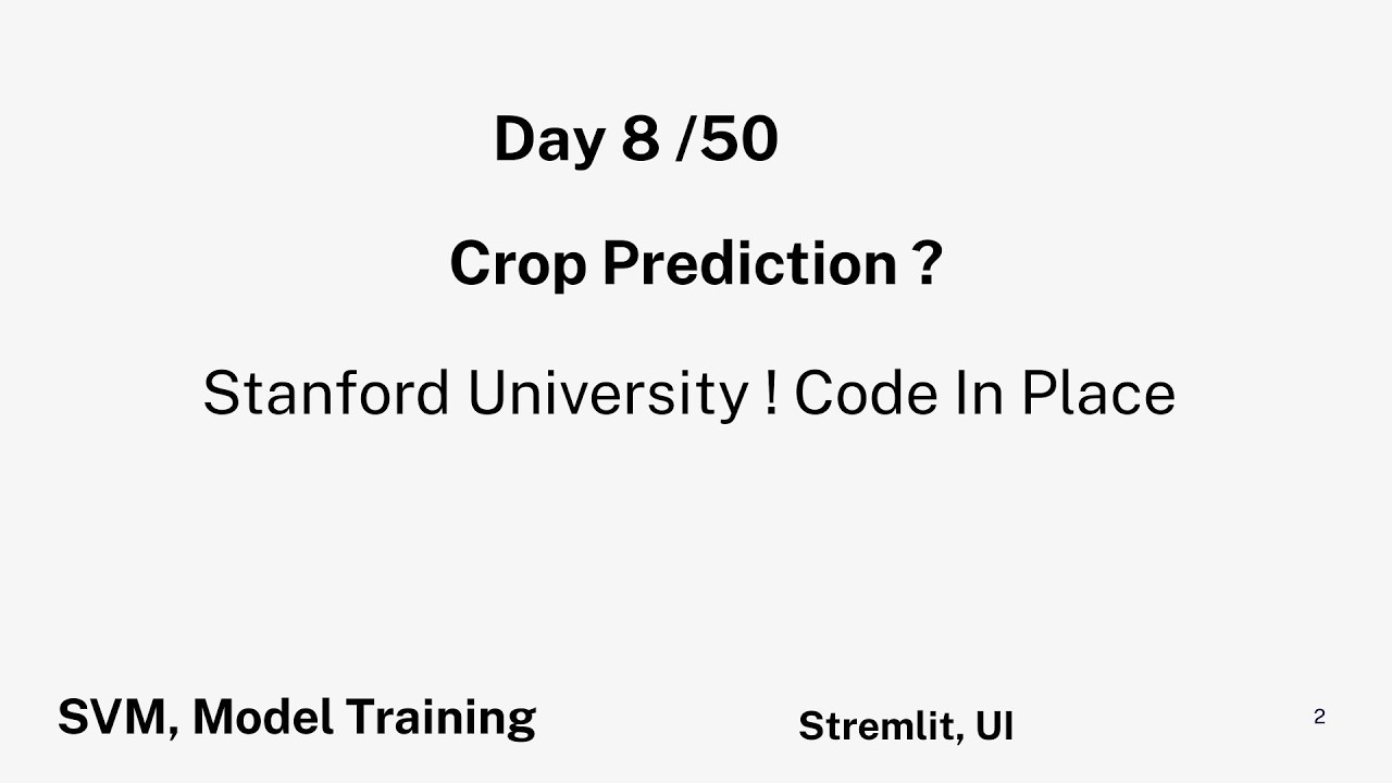 Day 8/50:Divya vv's Crop Prediction This project aims to determine the type of crop to be cultivated