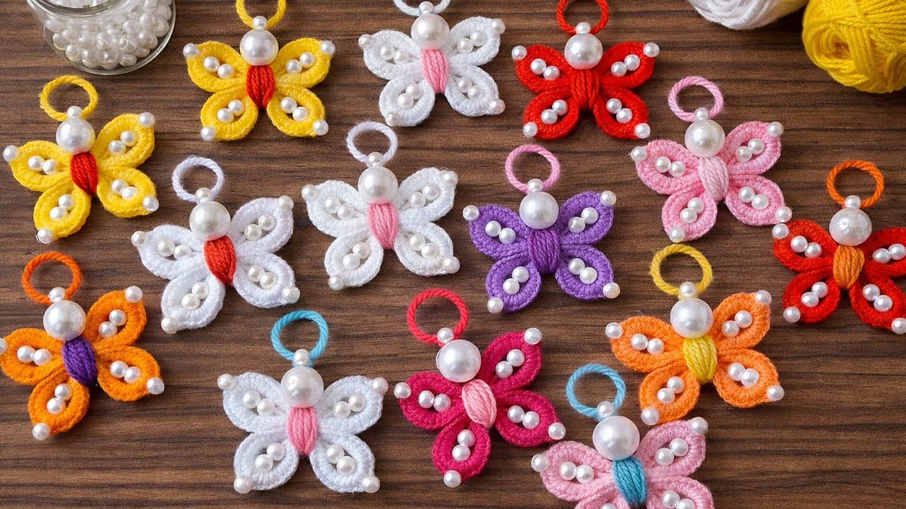 It’s So Cute 🦋 Easy Butterfly Making Idea with Yarn & Pearls | DIY Craft