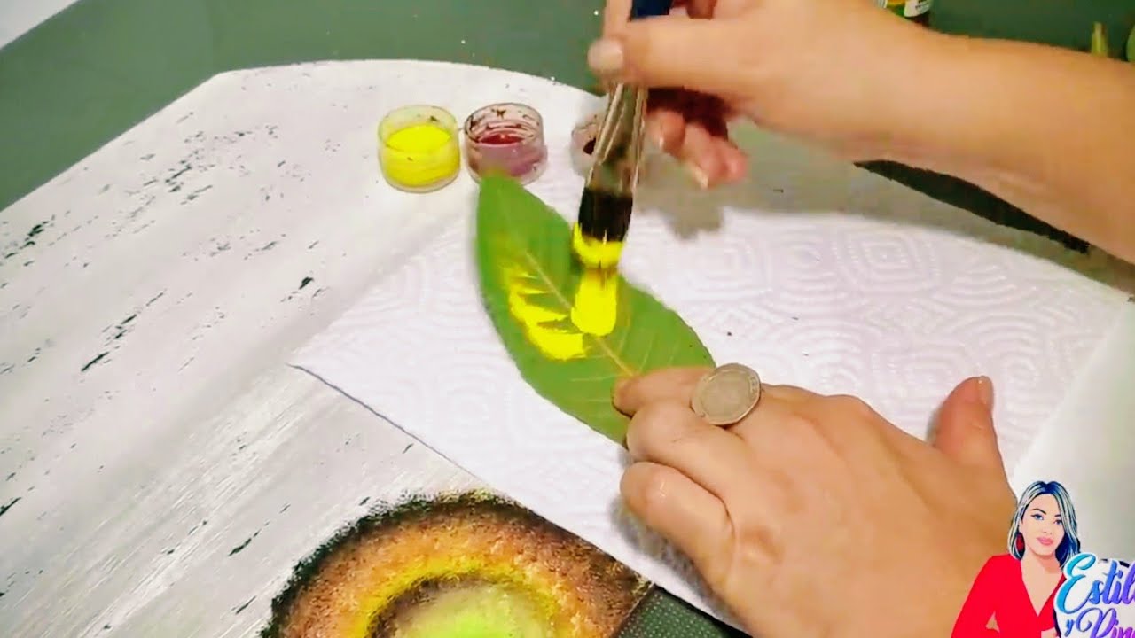 Como hacer STENCIL casero con hojas naturales 
