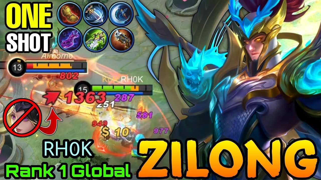 One Shot Build Zilong Perfect Turret  Stealer - Top 1 Global Zilong by RH0K - MLBB