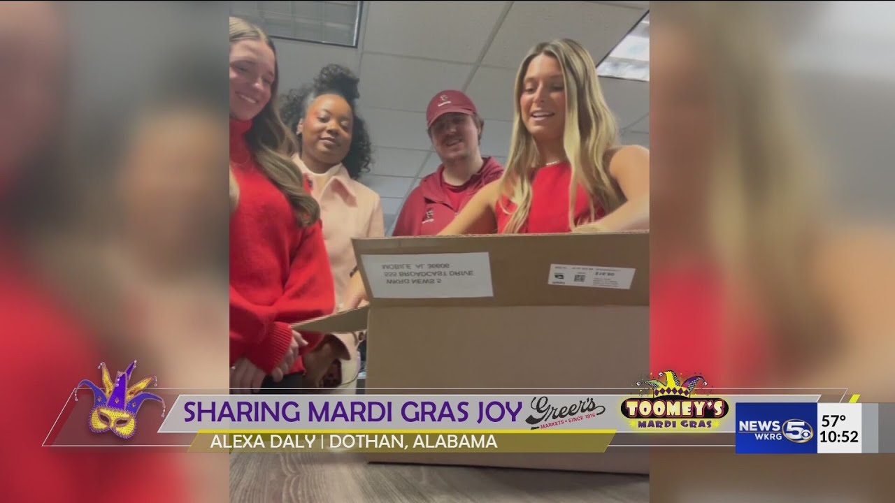 Alex Daly receives her 'Mardi Gras Care Package'