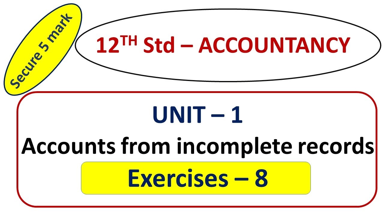 Class 12 – Accountancy – Unit 01  - Exercise 8  – English Medium