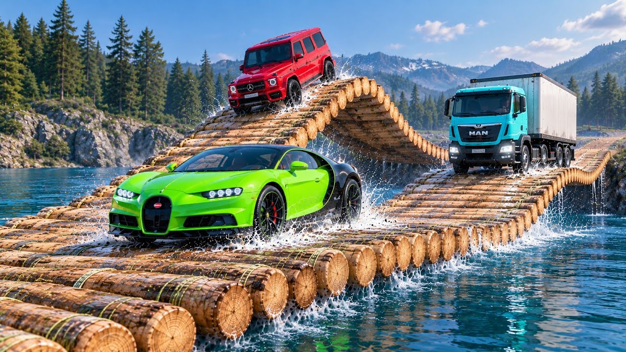 Car vs Impossible Log Bridge Challenge In Beamng Drive!