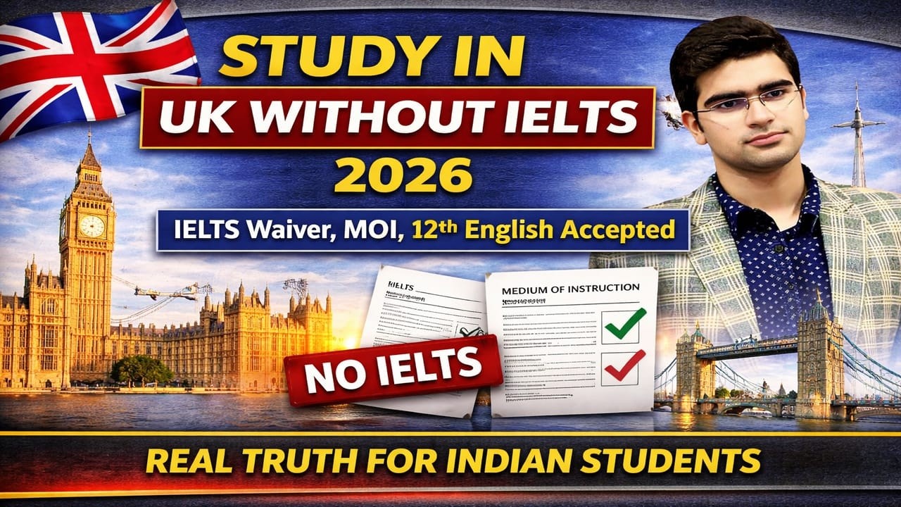Study in UK Without IELTS 2026 | IELTS Waiver, MOI, 12th English | Real Truth for Indian Students