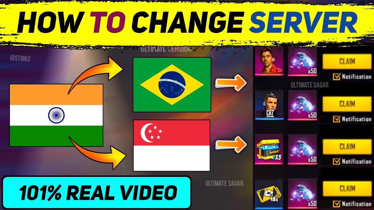 How To Change Server In Free Fire || Free Fire Server Change || FF Me Dusre Server Me Kaise Jaye
