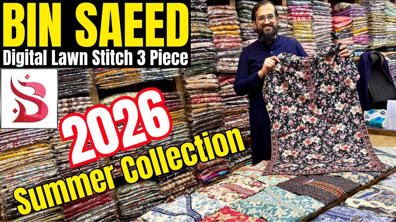 Bin Saeed Digital Lawn Stitch 3Piece | 2026 Summer Collection | Beautiful Designs | Premium Quality