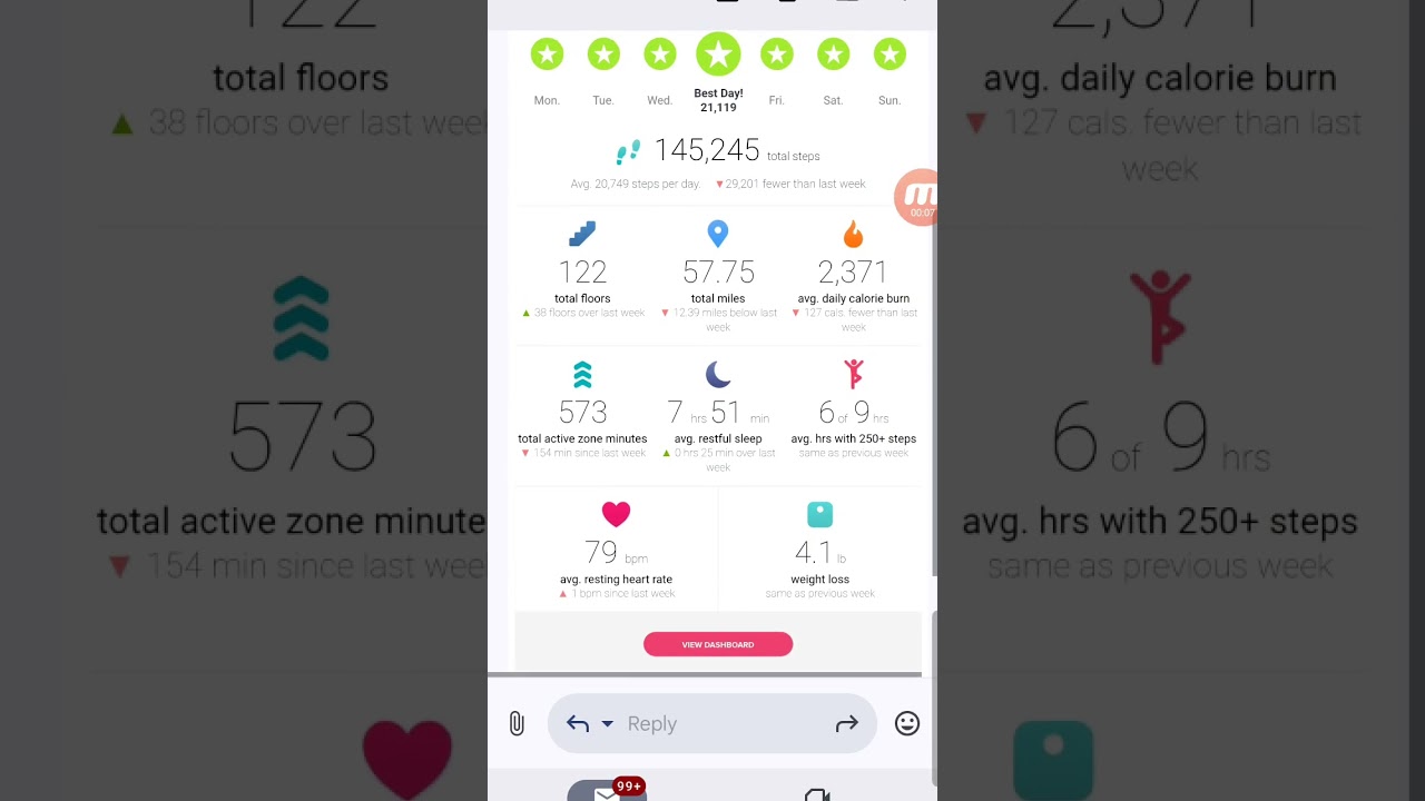 June 24th weekly progress report from Fitbit 