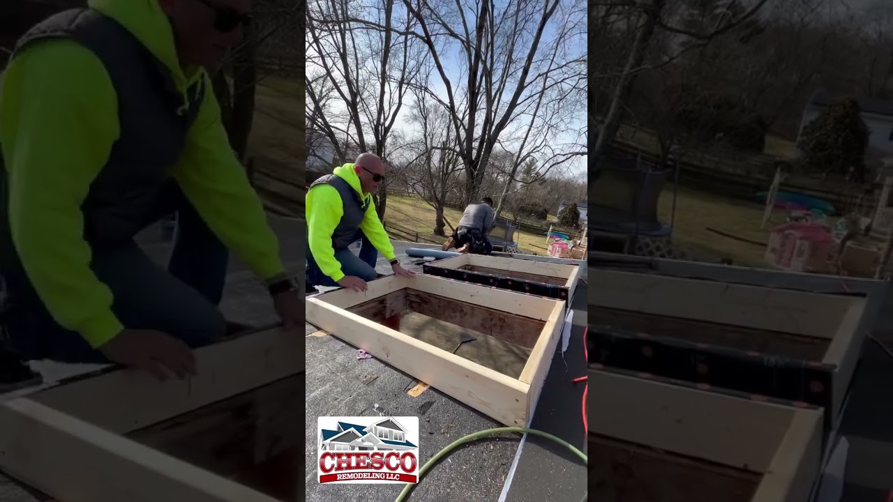 Chesco remodeling building and installing brand new skylights with custom flashing!