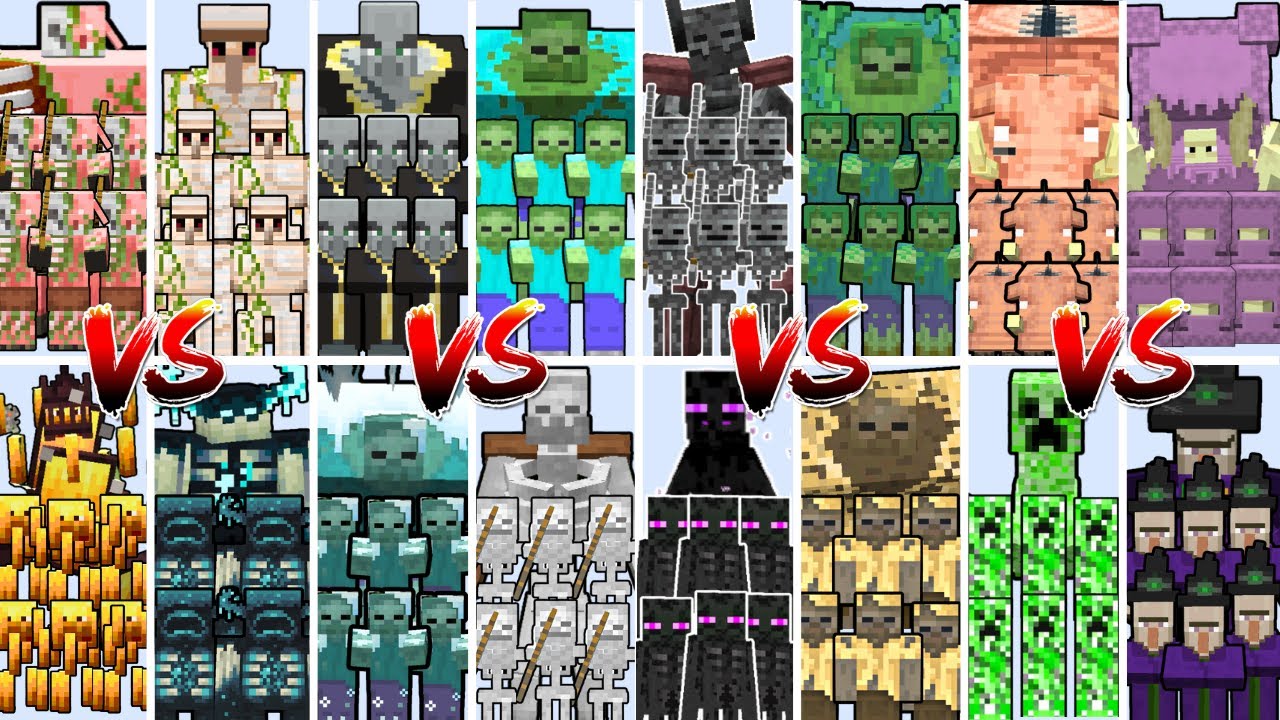 20 NORMAL MOBS AND ITS MUTANT MONSTER TOURNAMENT | Minecraft Mob Battle