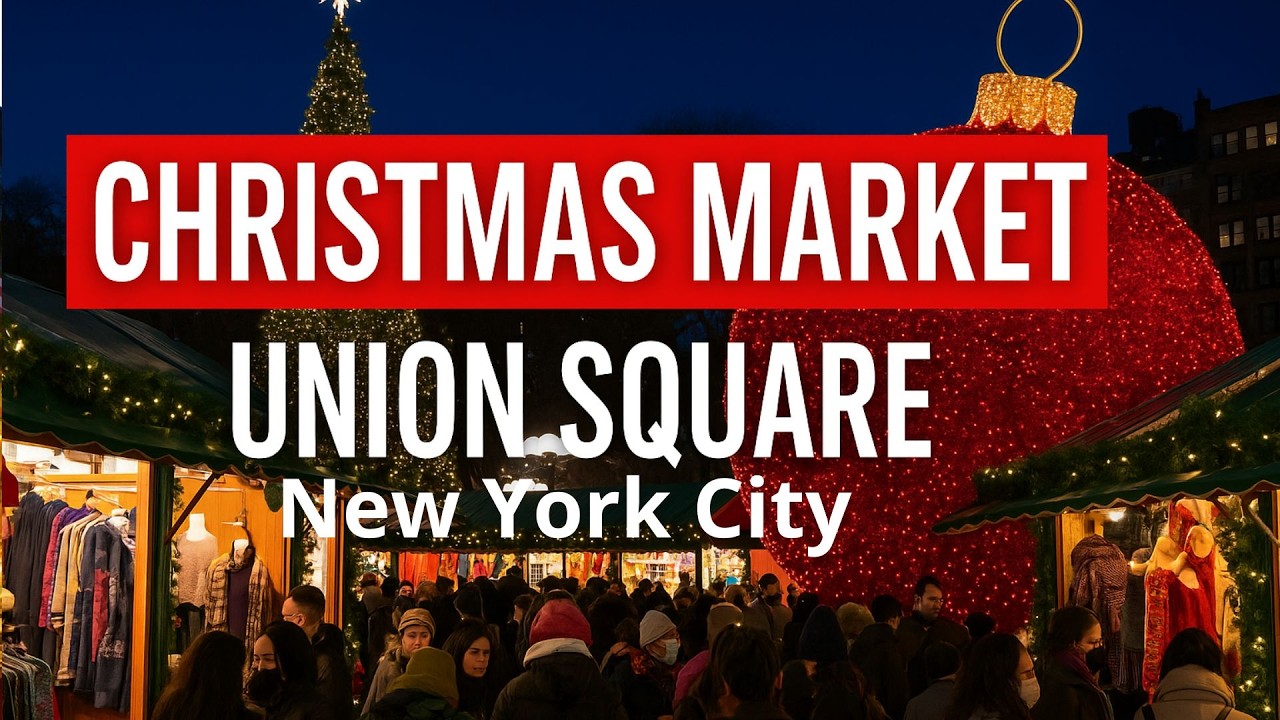 Magical Christmas Market at Union Square NYC! 🎄✨ Festive Lights, Holiday Shops & Amazing 4K Walking