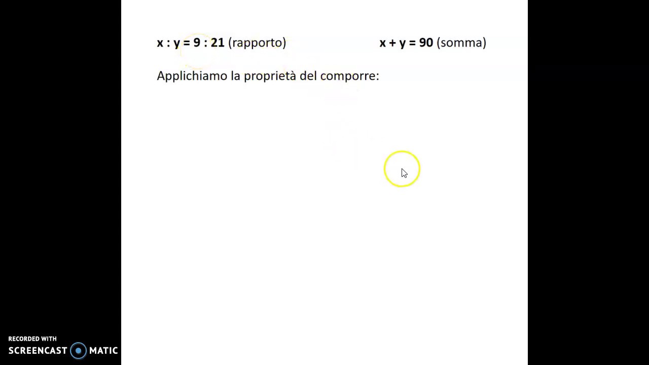 Proporzioni con due incognite dove si conosce la loro somma