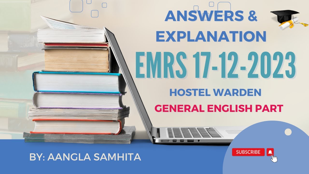 SOLVED GENERAL ENGLISH PAPER I EMRS HOSTEL WARDEN 17-12-2023 #generalenglish