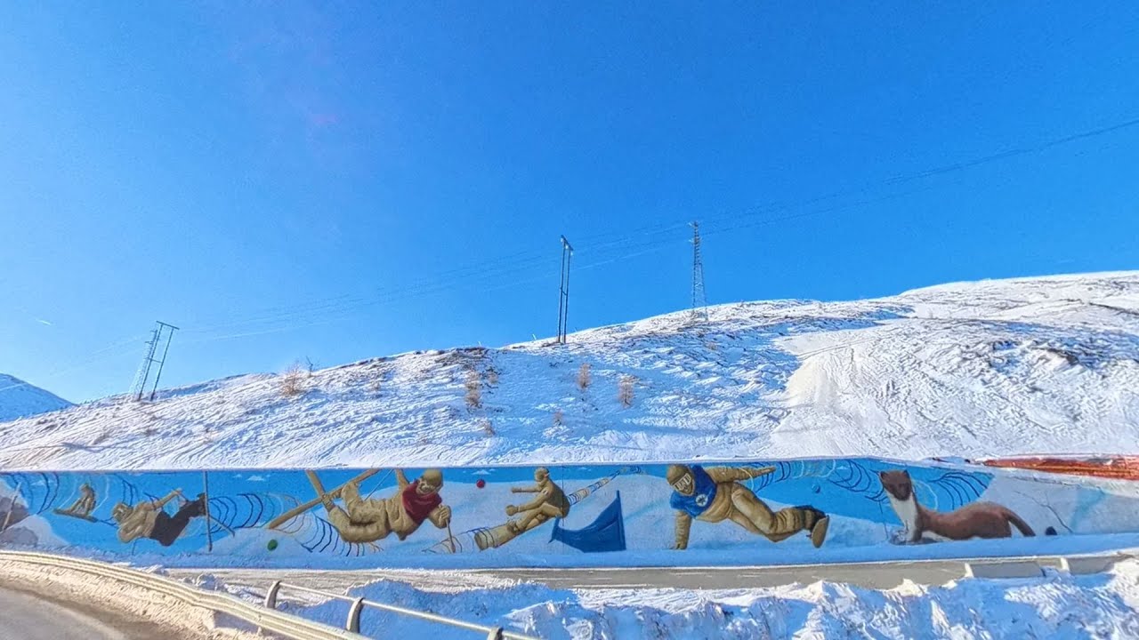 Winter driving Italy Alps from Livigno to Aosta Valley Breuil-Cervinia