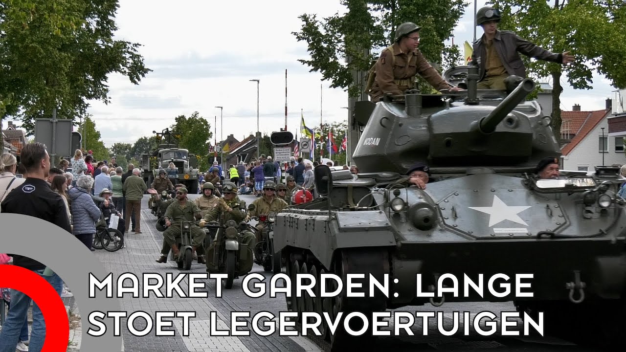 Operatie Market Garden: Lange stoet van oude legervoertuigen trekt veel bekijks