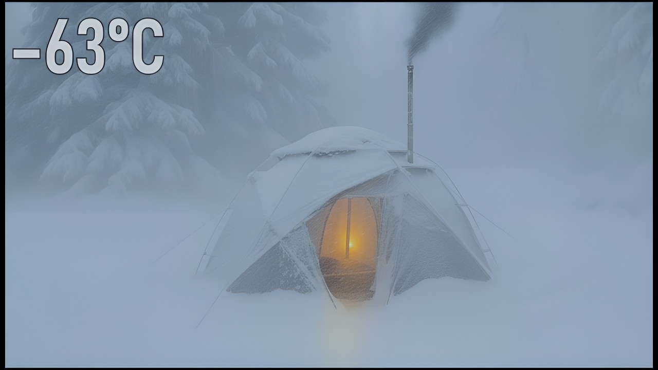 Surviving a -63°C Blizzard in a Hot Tent | Off Grid Life in Deep Snow