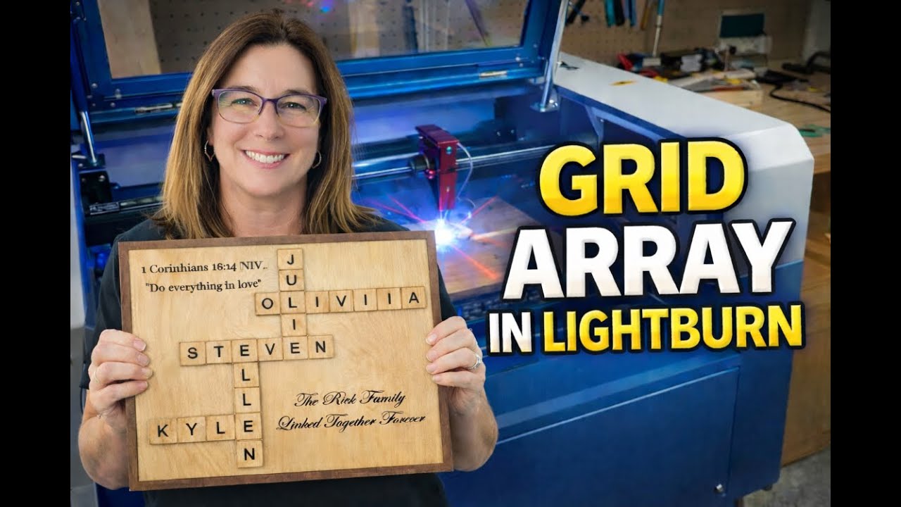 Create a Scrabble Name Sign in Lightburn | Grid Array Tool + Waste-Saving Tips