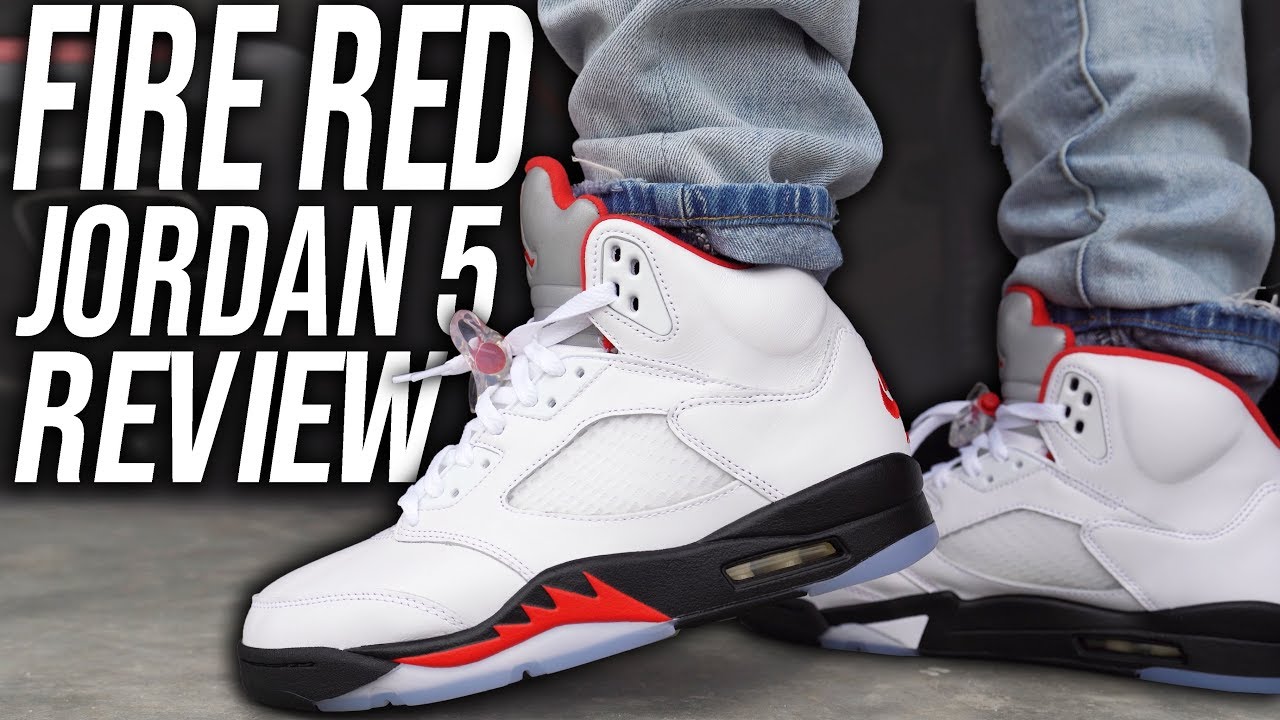 ОБЗОР JORDAN 5 FIRE RED 2020 И ПЕШКОМ В 4К!!!