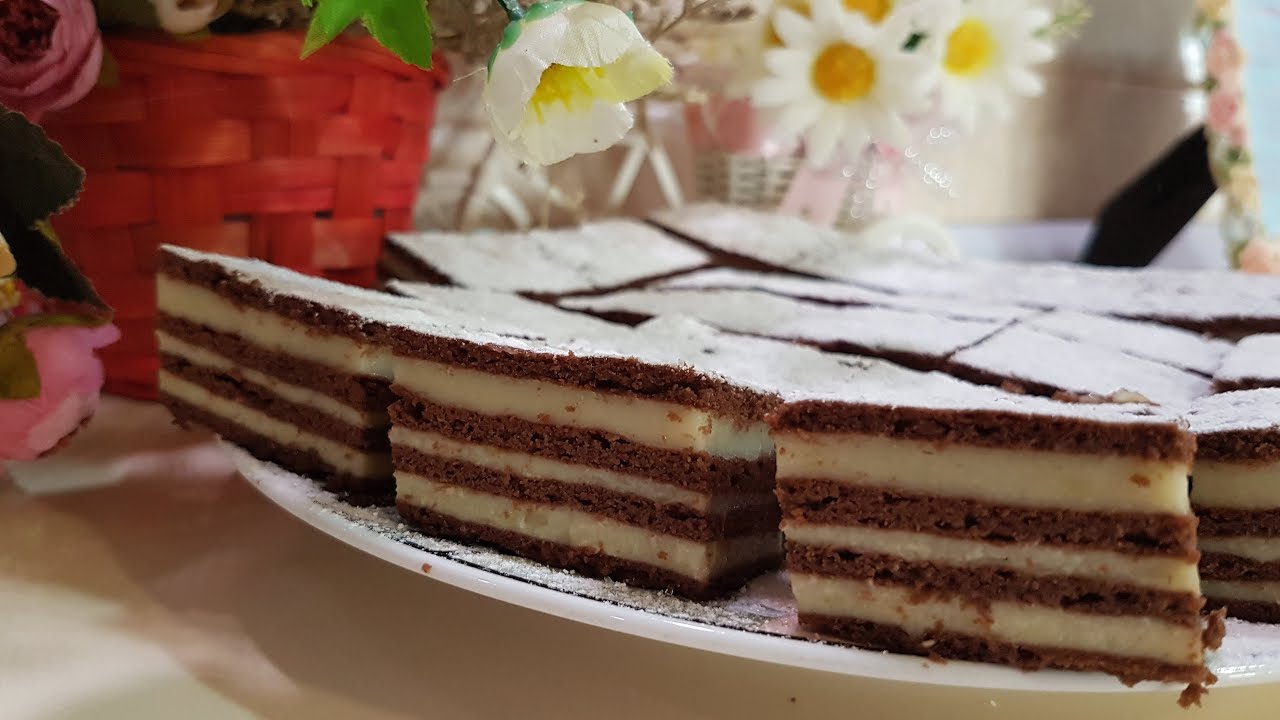 Prajitura cu Foi de Cacao și Crema Delicioasa cu Aromă de Vanilie și Lamaie de la Bunica 🍋
